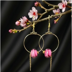Boucles d’oreilles Nymphe – Nymphélys (Rose)