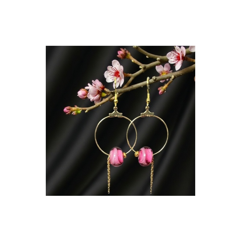 Boucles d’oreilles Nymphe – Nymphélys (Rose)