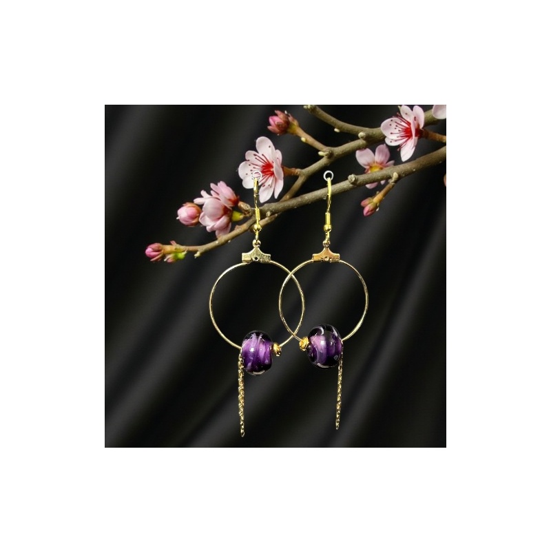 Boucles d’oreilles Nymphe – Nymphiris (Violette)