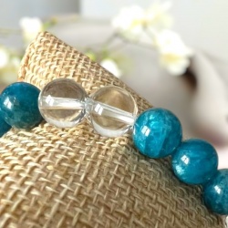 Bracelet Apatite Bleue et Cristal de Roche