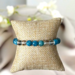 Bracelet Apatite Bleue et Cristal de Roche
