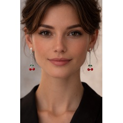 Boucles d’oreilles cerises émaillées – Acier inoxydable